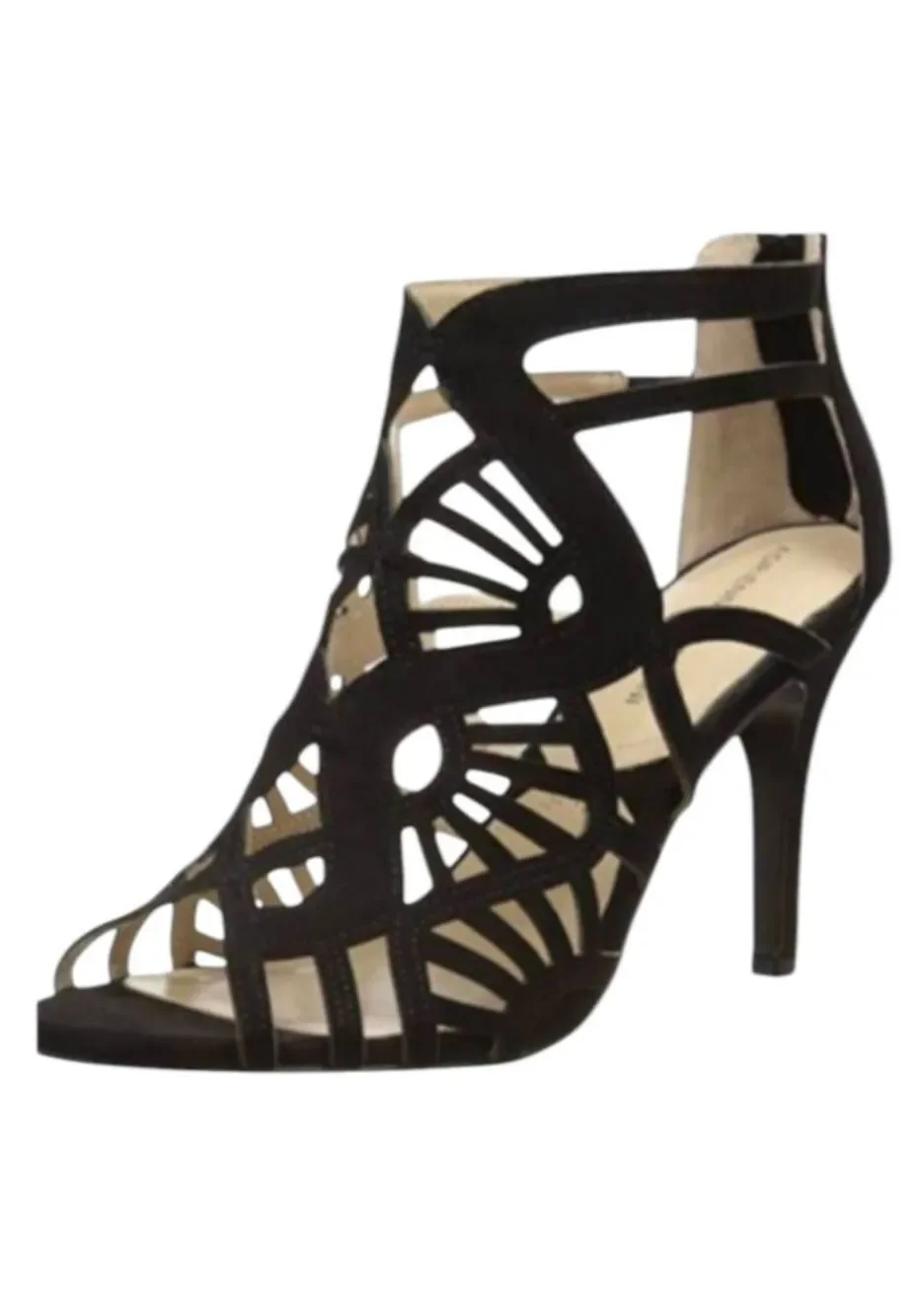 ADRIENNE VITTADINI Gala Black Suede Strappy Heeled Sandal Size 9